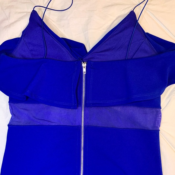 Revamped | Royal Blue Mesh Side Cutout Mini Dress - Picture 3 of 7